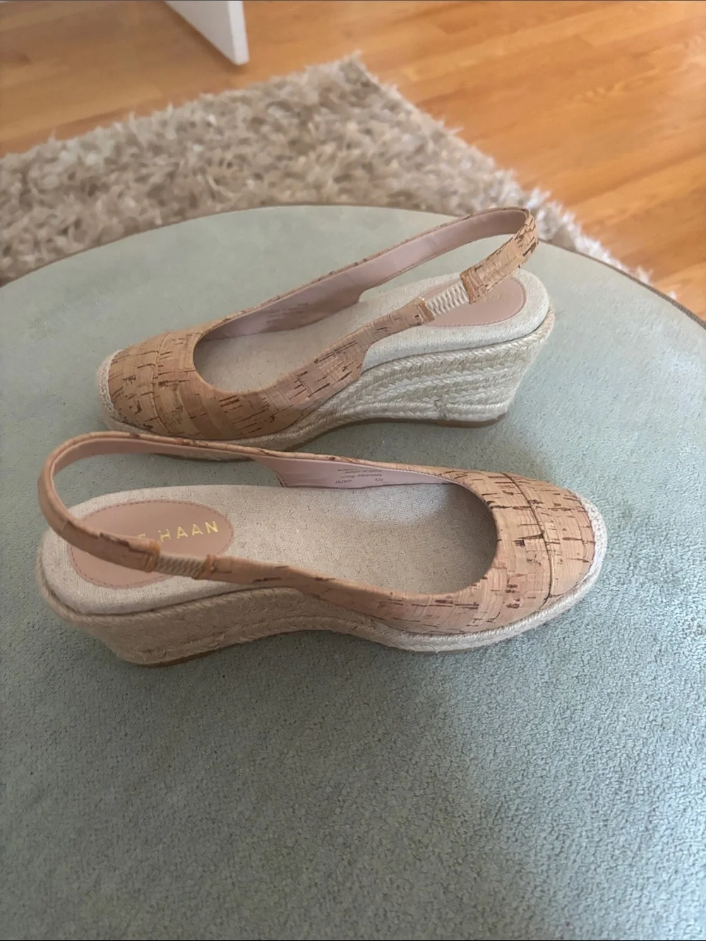 Cole Haan Cork Espadrille Wedge Slingbacks in Natural Tan